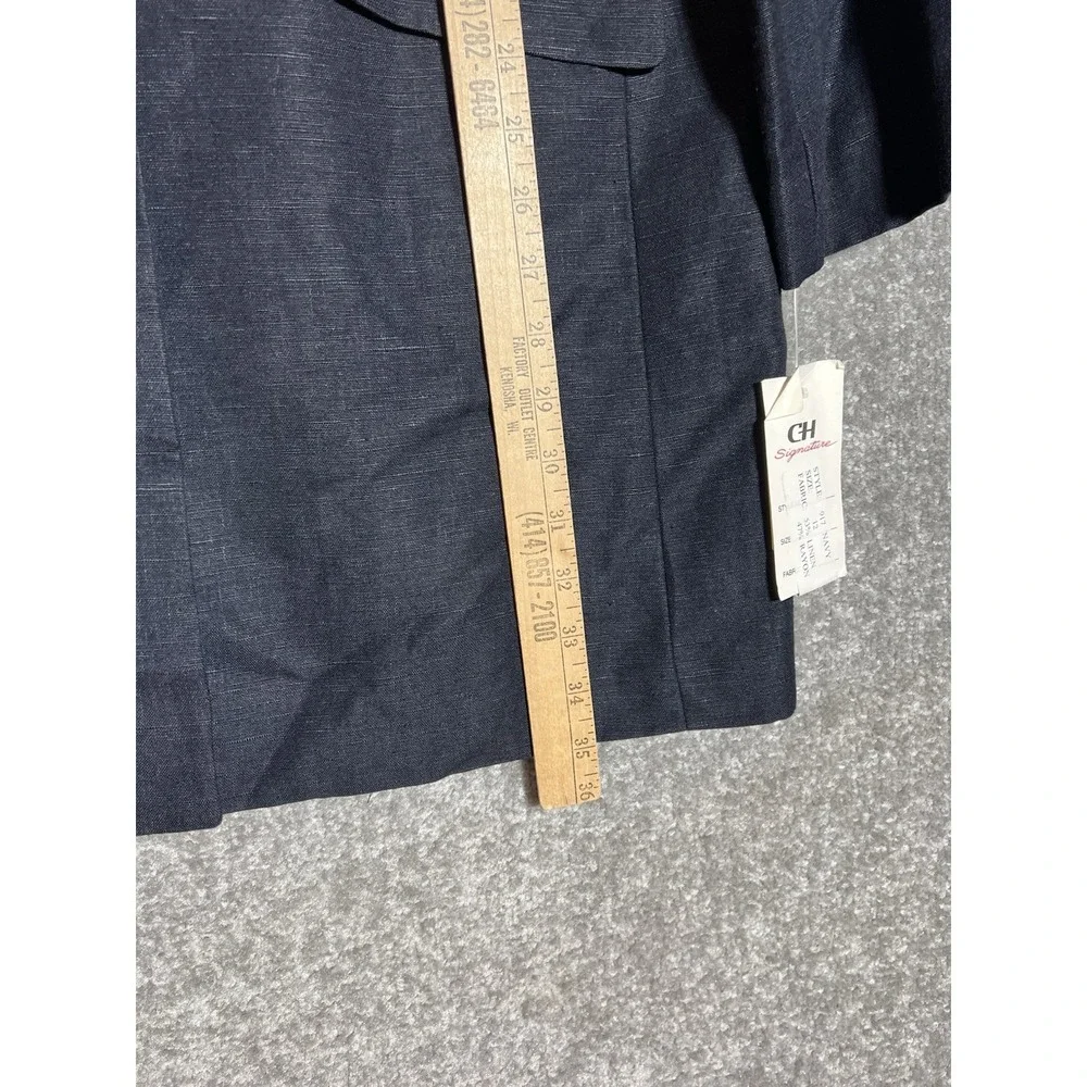 Vintage GH Signature Linen Blend Blazer Skirt Suit Womens Sz 12 Blue Lined New